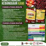 Baja sebatian tinggi K (7 – 5 – 22 – 2 + S + Z) serta mengandungi sulfat dan zeolite sangat sesuai untuk memperkasa pengeluaran hasil sawit
